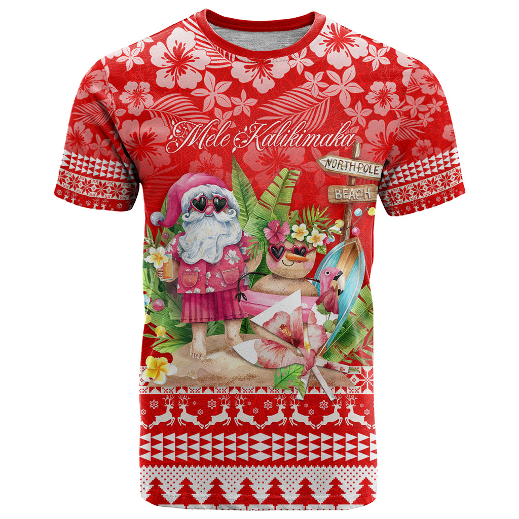 Personalised Hawaii Mele Kalikimaka T Shirt Santa Beach Merry Christmas - Wonder Print Shop