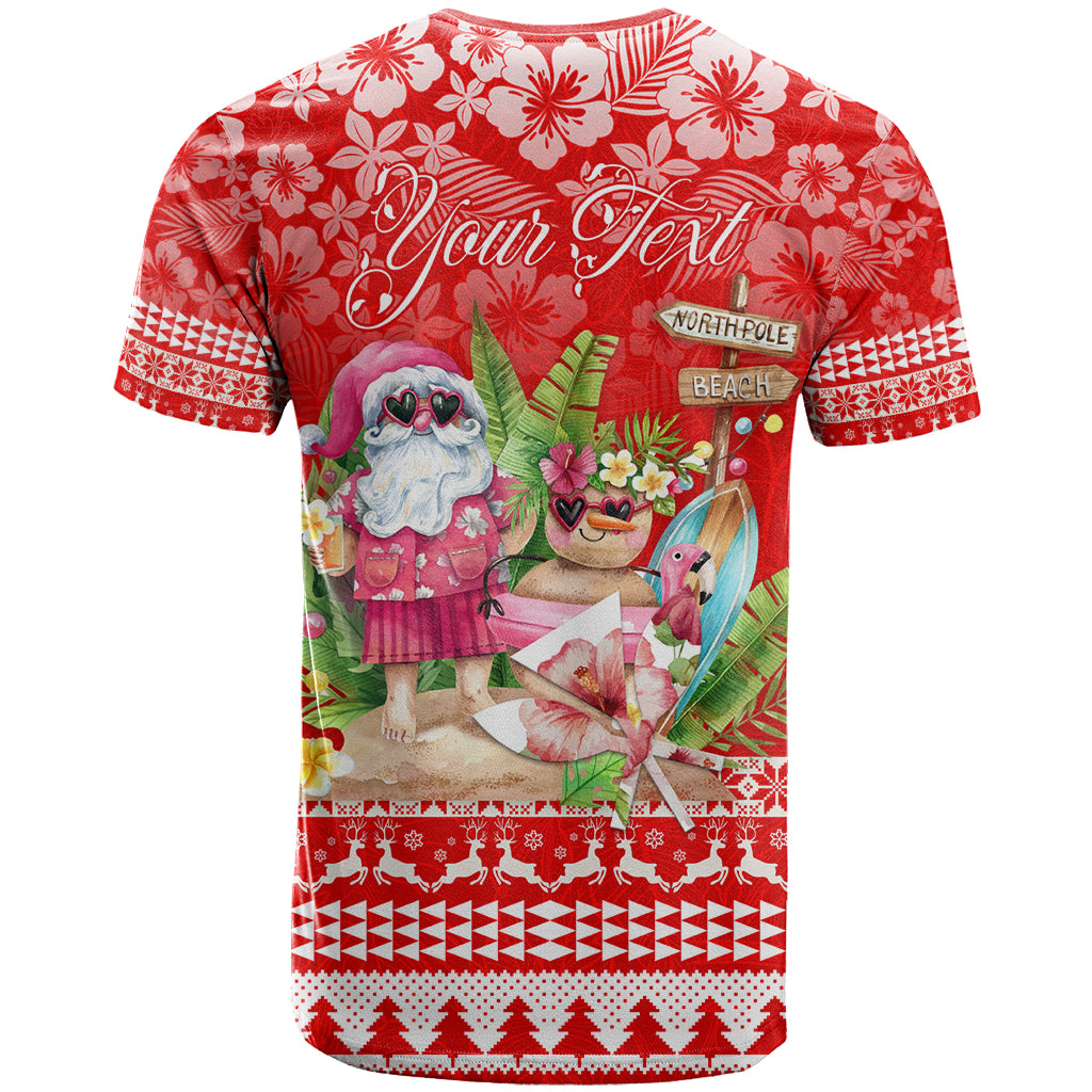 Personalised Hawaii Mele Kalikimaka T Shirt Santa Beach Merry Christmas - Wonder Print Shop