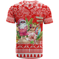 Personalised Hawaii Mele Kalikimaka T Shirt Santa Beach Merry Christmas - Wonder Print Shop