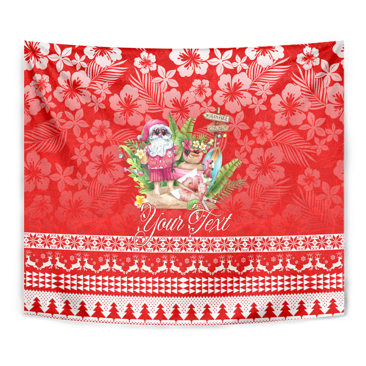 Personalised Hawaii Mele Kalikimaka Tapestry Santa Beach Merry Christmas - Wonder Print Shop