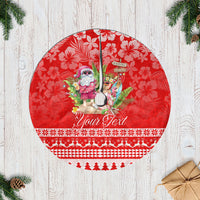 Personalised Hawaii Mele Kalikimaka Tree Skirt Santa Beach Merry Christmas - Wonder Print Shop