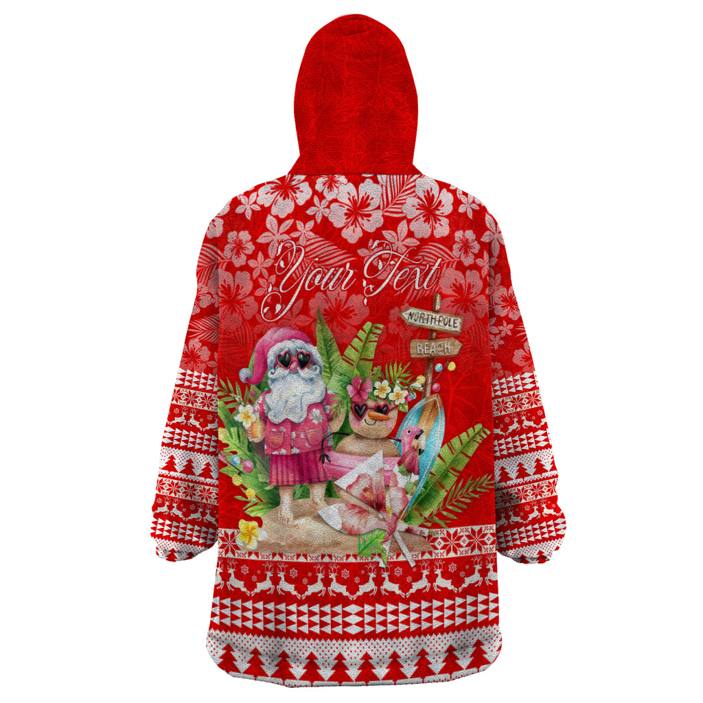 Personalised Hawaii Mele Kalikimaka Wearable Blanket Hoodie Santa Beach Merry Christmas - Wonder Print Shop