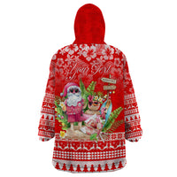 Personalised Hawaii Mele Kalikimaka Wearable Blanket Hoodie Santa Beach Merry Christmas - Wonder Print Shop
