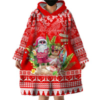 Personalised Hawaii Mele Kalikimaka Wearable Blanket Hoodie Santa Beach Merry Christmas - Wonder Print Shop