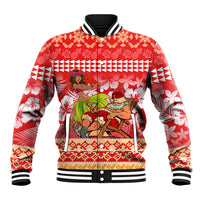Hawaii Mele Kalikimaka Baseball Jacket Santa Claus and Hula Dancing Merry Christmas LT9 - Wonder Print Shop