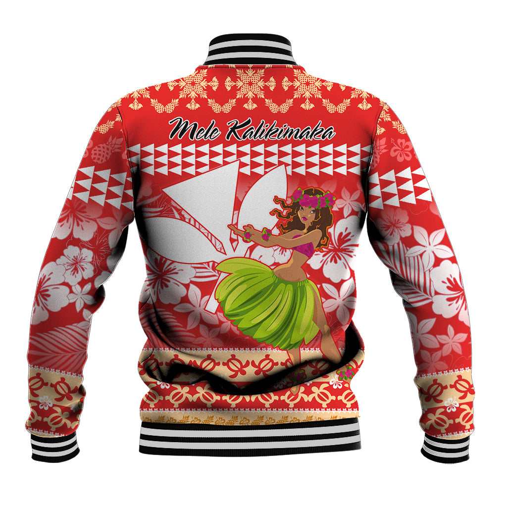 Hawaii Mele Kalikimaka Baseball Jacket Santa Claus and Hula Dancing Merry Christmas LT9 - Wonder Print Shop