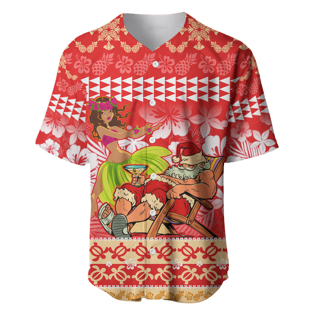 Hawaii Mele Kalikimaka Baseball Jersey Santa Claus and Hula Dancing Merry Christmas LT9 - Wonder Print Shop