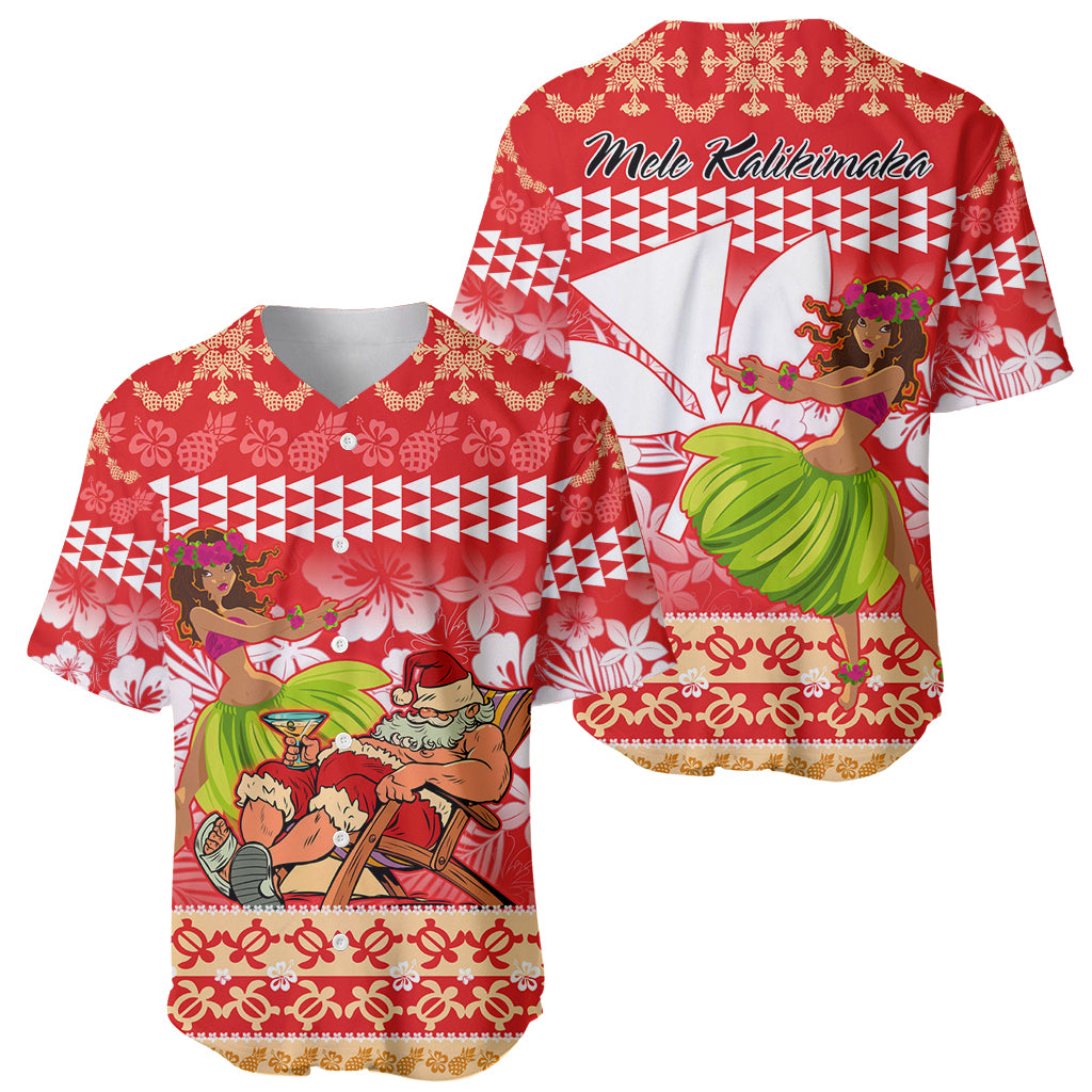 Hawaii Mele Kalikimaka Baseball Jersey Santa Claus and Hula Dancing Merry Christmas LT9 - Wonder Print Shop