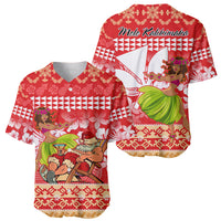 Hawaii Mele Kalikimaka Baseball Jersey Santa Claus and Hula Dancing Merry Christmas LT9 - Wonder Print Shop