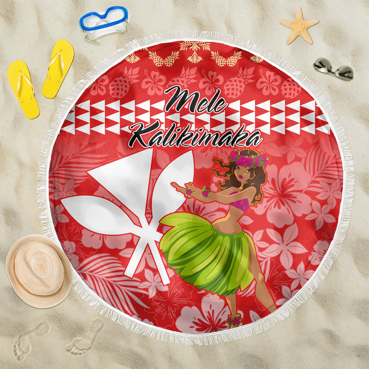 Hawaii Mele Kalikimaka Beach Blanket Santa Claus and Hula Dancing Merry Christmas LT9 - Wonder Print Shop