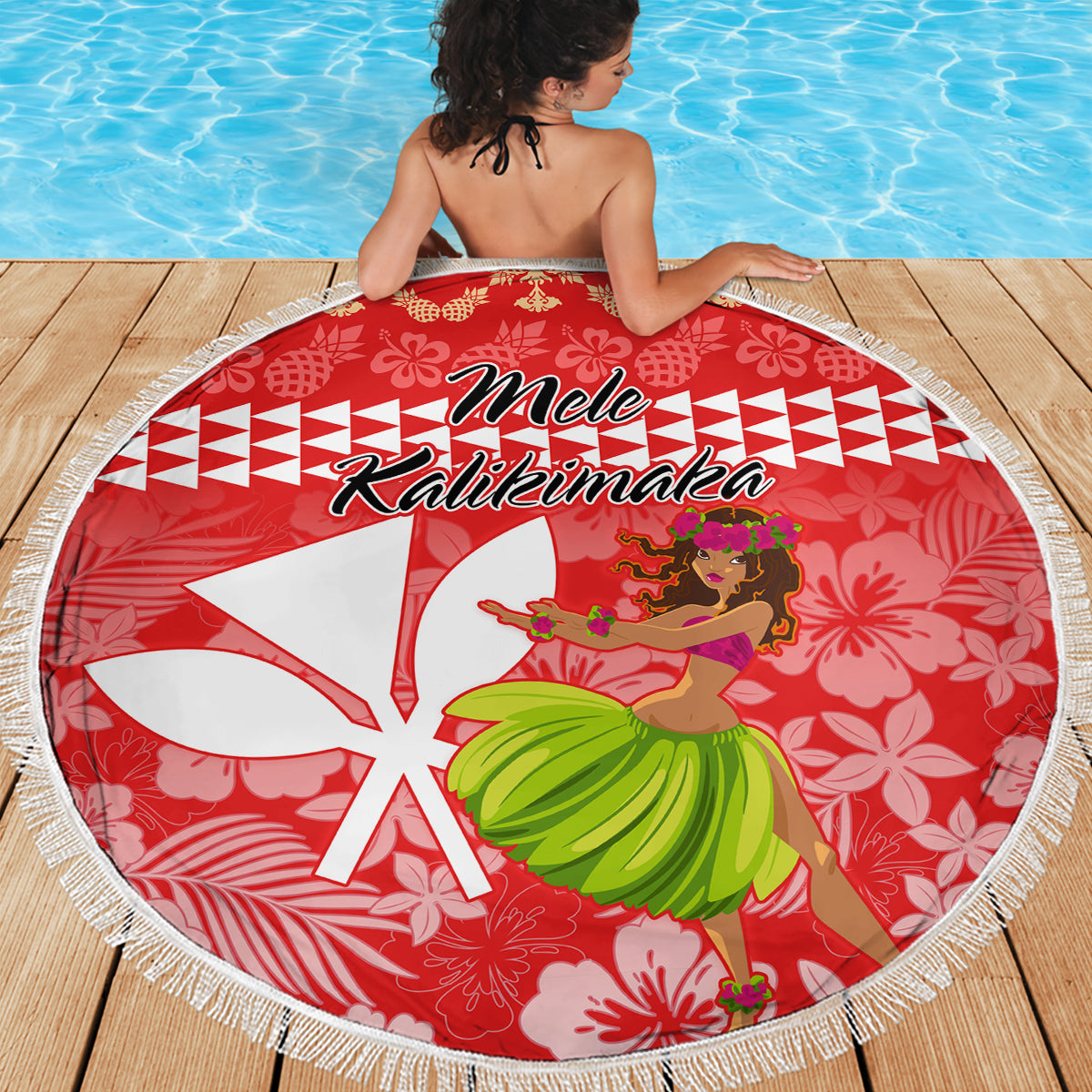 Hawaii Mele Kalikimaka Beach Blanket Santa Claus and Hula Dancing Merry Christmas LT9 - Wonder Print Shop
