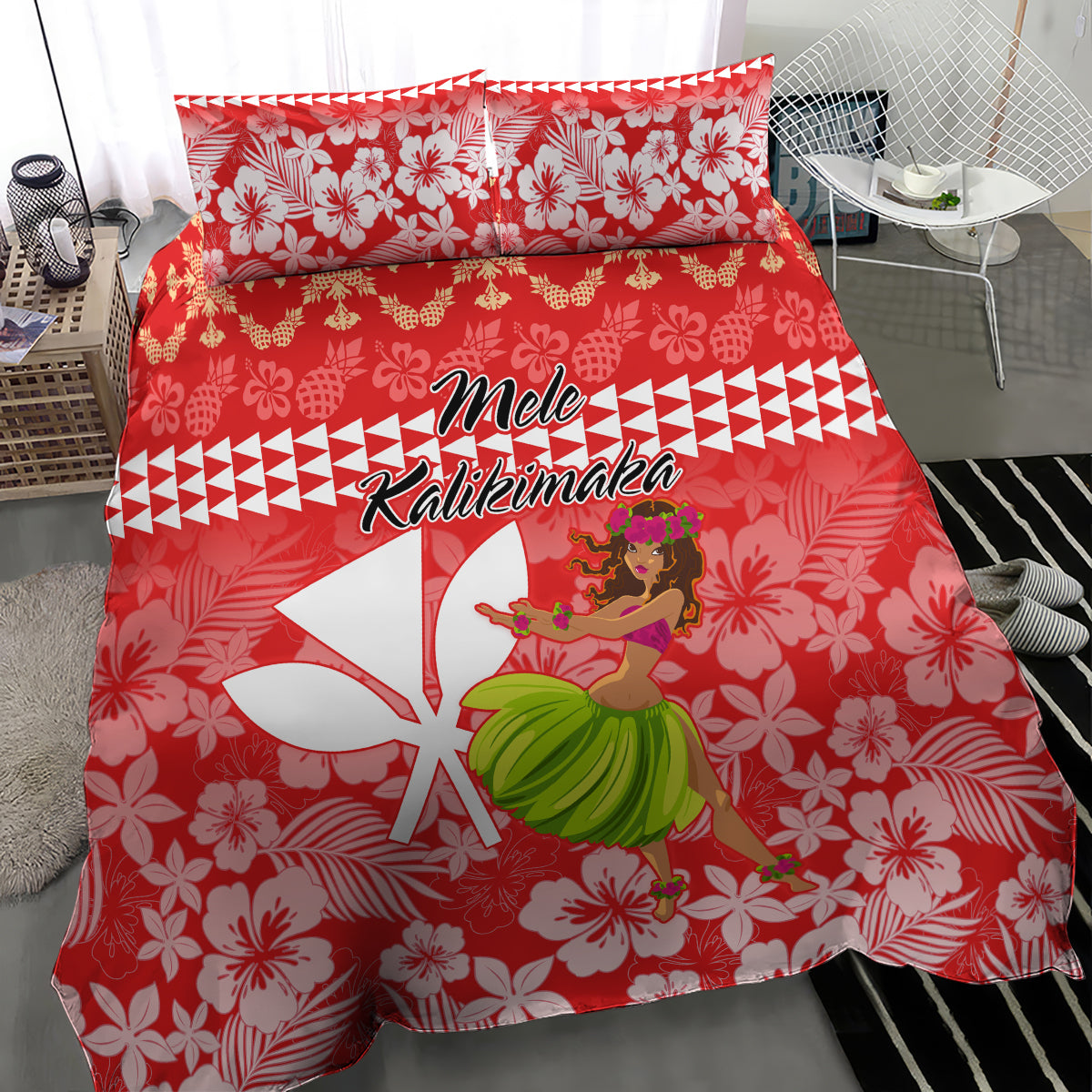 Hawaii Mele Kalikimaka Bedding Set Santa Claus and Hula Dancing Merry Christmas LT9 - Wonder Print Shop