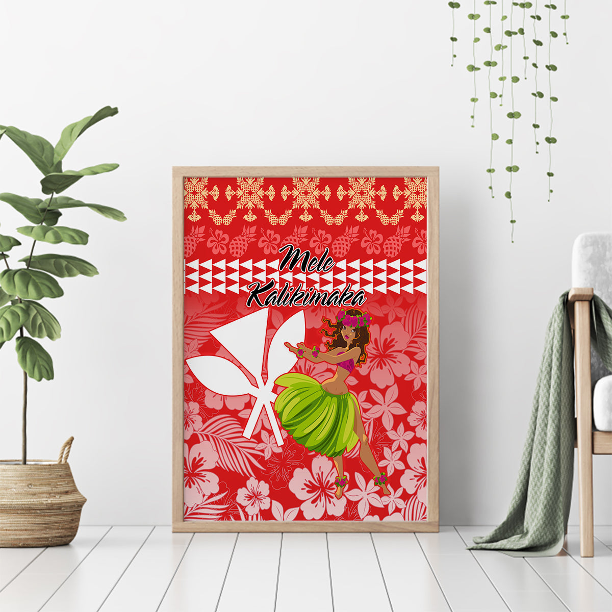 Hawaii Mele Kalikimaka Canvas Wall Art Santa Claus and Hula Dancing Merry Christmas LT9 - Wonder Print Shop
