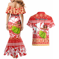 Hawaii Mele Kalikimaka Couples Matching Mermaid Dress and Hawaiian Shirt Santa Claus and Hula Dancing Merry Christmas LT9 - Wonder Print Shop