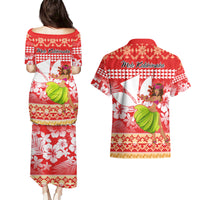 Hawaii Mele Kalikimaka Couples Matching Puletasi Dress and Hawaiian Shirt Santa Claus and Hula Dancing Merry Christmas LT9 - Wonder Print Shop