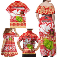 Hawaii Mele Kalikimaka Family Matching Off Shoulder Maxi Dress and Hawaiian Shirt Santa Claus and Hula Dancing Merry Christmas LT9 - Wonder Print Shop