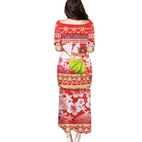 Hawaii Mele Kalikimaka Family Matching Puletasi Dress and Hawaiian Shirt Santa Claus and Hula Dancing Merry Christmas - Wonder Print Shop