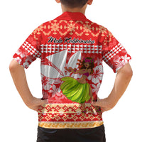 Hawaii Mele Kalikimaka Family Matching Short Sleeve Bodycon Dress and Hawaiian Shirt Santa Claus and Hula Dancing Merry Christmas - Wonder Print Shop