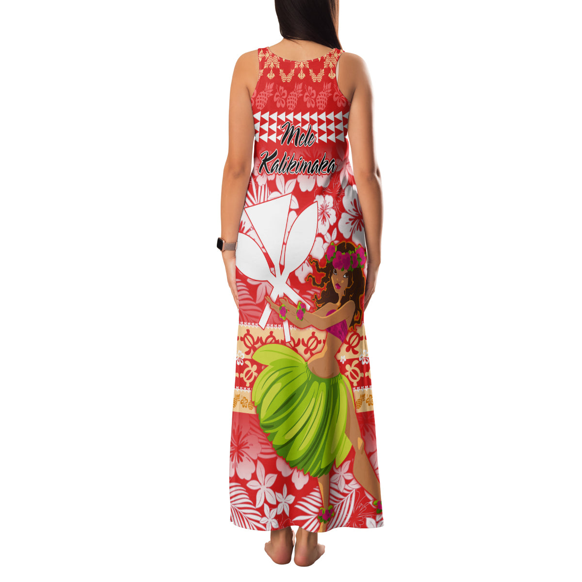 Hawaii Mele Kalikimaka Family Matching Tank Maxi Dress and Hawaiian Shirt Santa Claus and Hula Dancing Merry Christmas - Wonder Print Shop