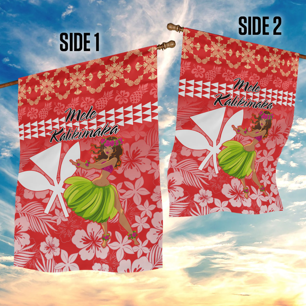 Hawaii Mele Kalikimaka Garden Flag Santa Claus and Hula Dancing Merry Christmas - Wonder Print Shop