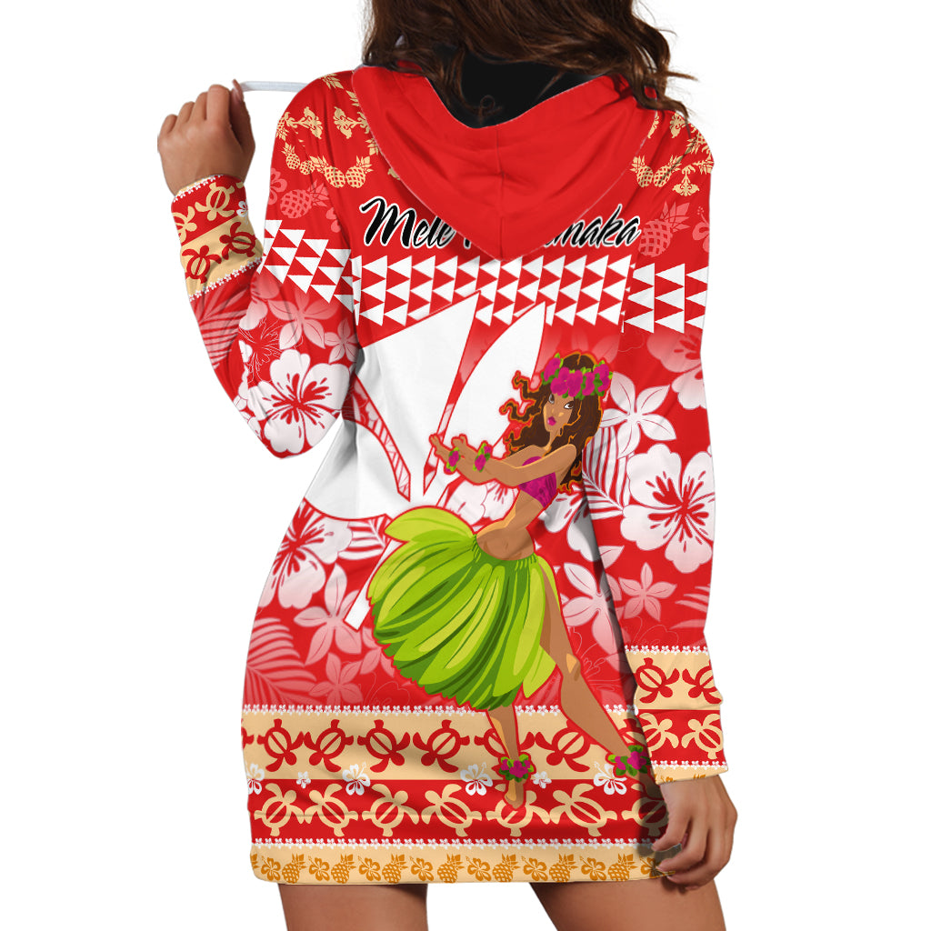 Hawaii Mele Kalikimaka Hoodie Dress Santa Claus and Hula Dancing Merry Christmas - Wonder Print Shop
