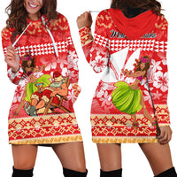 Hawaii Mele Kalikimaka Hoodie Dress Santa Claus and Hula Dancing Merry Christmas - Wonder Print Shop