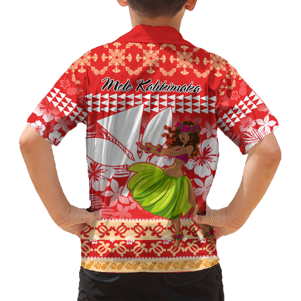 Hawaii Mele Kalikimaka Kid Hawaiian Shirt Santa Claus and Hula Dancing Merry Christmas - Wonder Print Shop