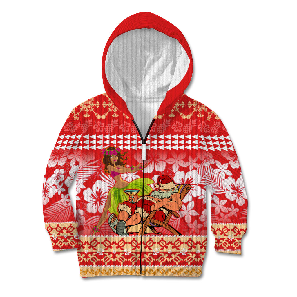Hawaii Mele Kalikimaka Kid Hoodie Santa Claus and Hula Dancing Merry Christmas - Wonder Print Shop
