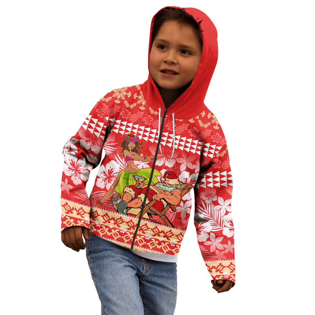 Hawaii Mele Kalikimaka Kid Hoodie Santa Claus and Hula Dancing Merry Christmas - Wonder Print Shop