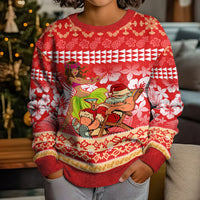 Hawaii Mele Kalikimaka Kid Ugly Christmas Sweater Santa Claus and Hula Dancing Merry Christmas - Wonder Print Shop
