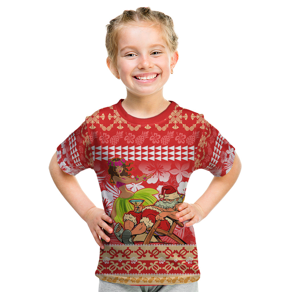Hawaii Mele Kalikimaka Kid T Shirt Santa Claus and Hula Dancing Merry Christmas - Wonder Print Shop