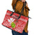 Hawaii Mele Kalikimaka Leather Tote Bag Santa Claus and Hula Dancing Merry Christmas - Wonder Print Shop