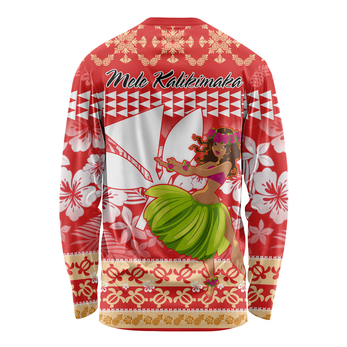 Hawaii Mele Kalikimaka Long Sleeve Shirt Santa Claus and Hula Dancing Merry Christmas - Wonder Print Shop
