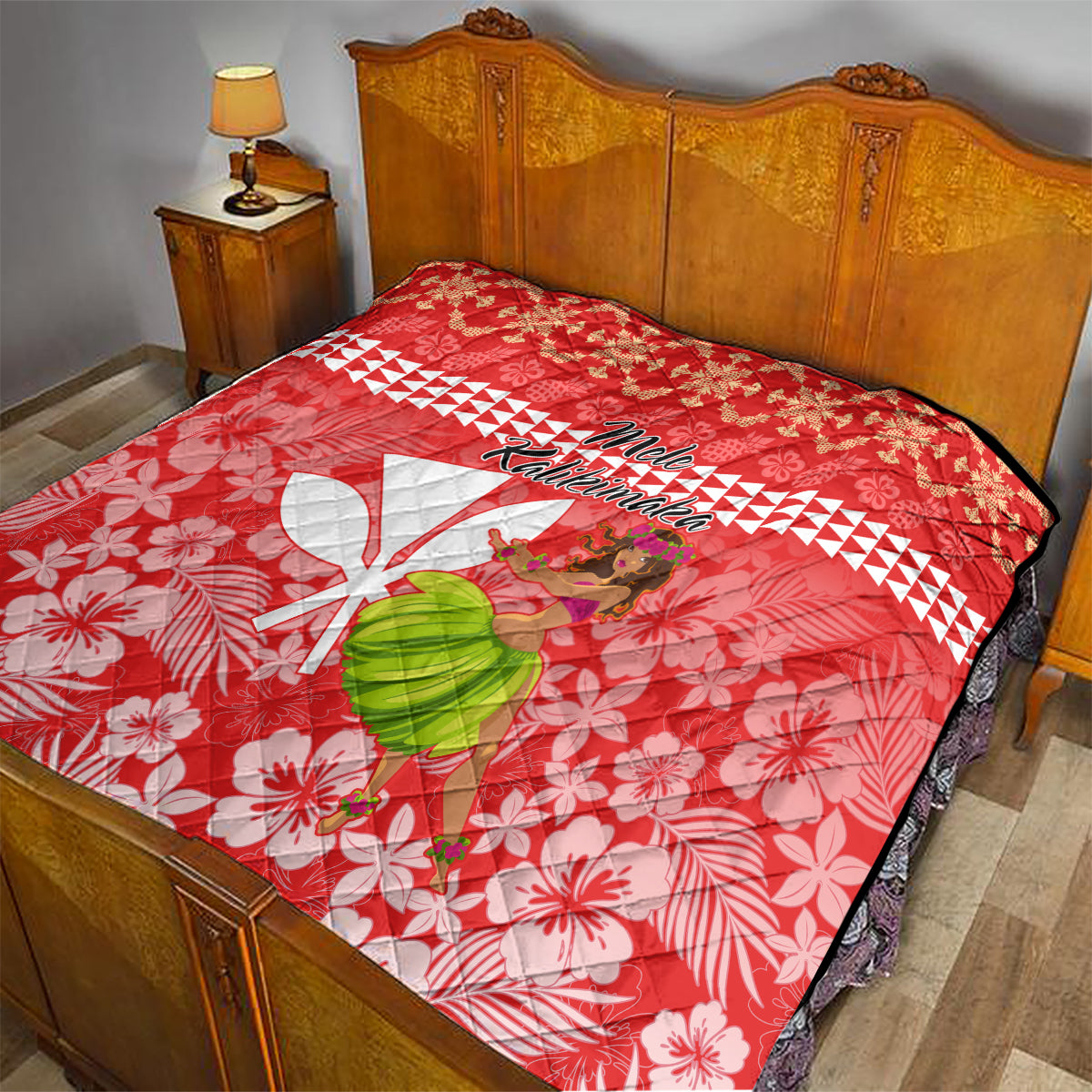 Hawaii Mele Kalikimaka Quilt Santa Claus and Hula Dancing Merry Christmas - Wonder Print Shop