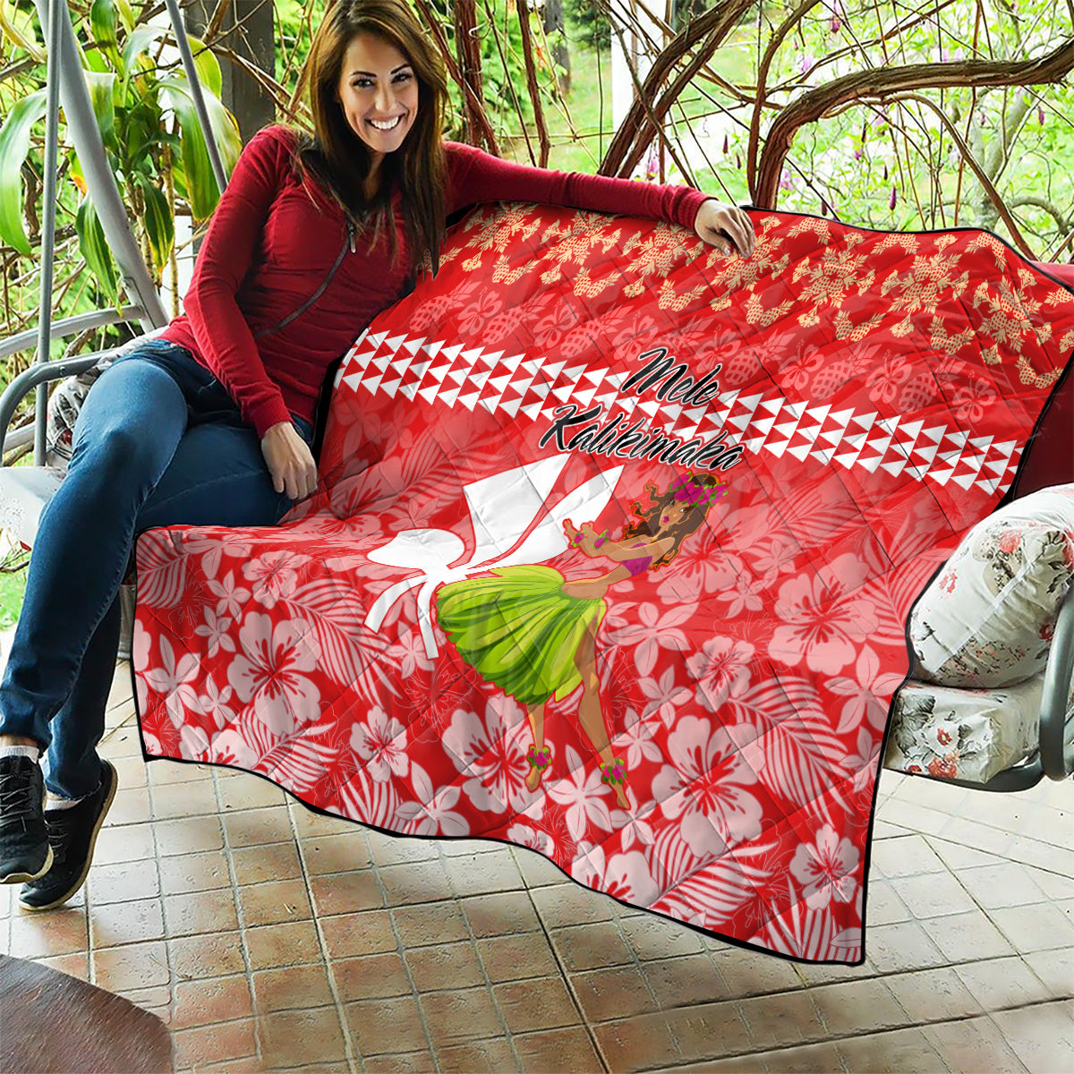 Hawaii Mele Kalikimaka Quilt Santa Claus and Hula Dancing Merry Christmas - Wonder Print Shop