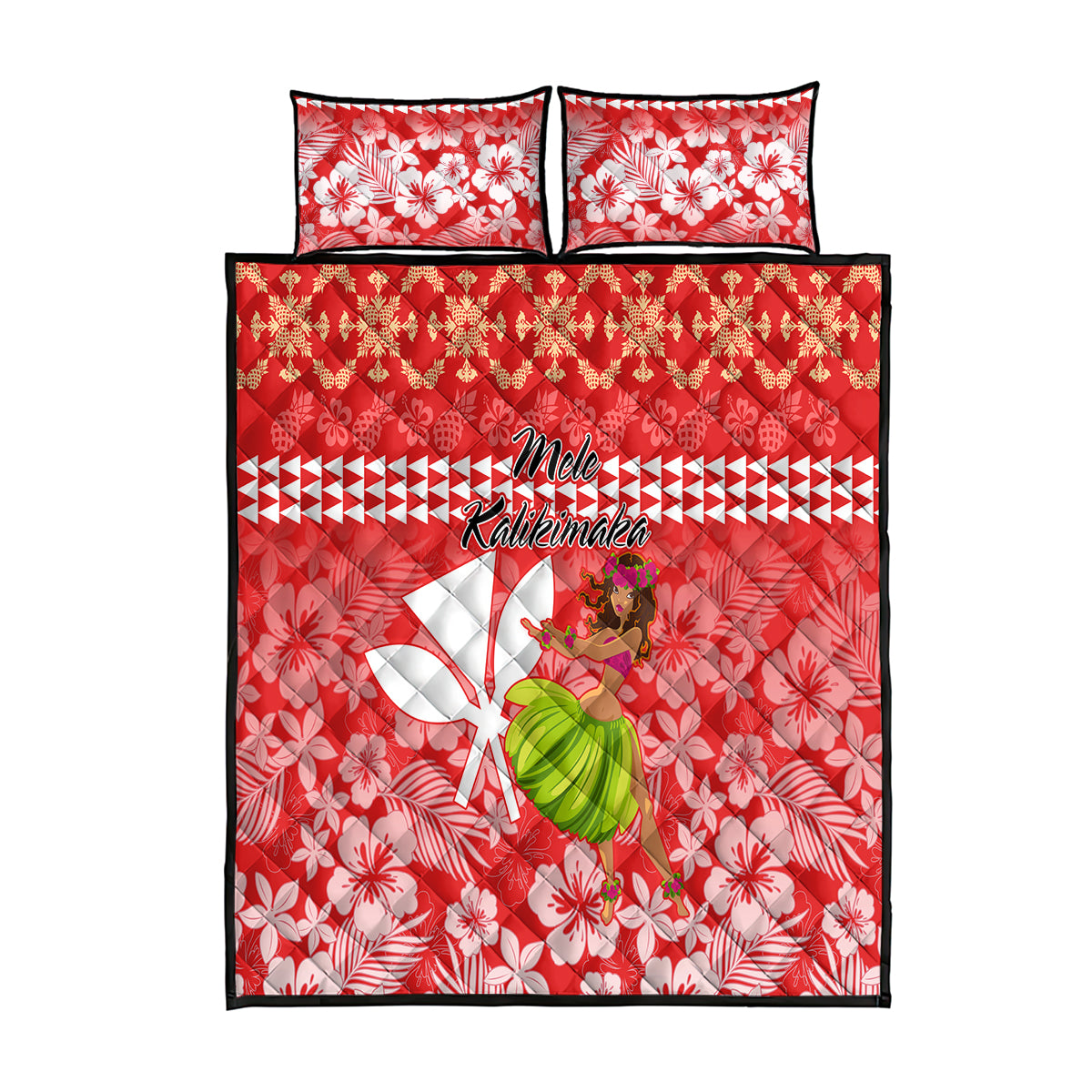 Hawaii Mele Kalikimaka Quilt Bed Set Santa Claus and Hula Dancing Merry Christmas - Wonder Print Shop