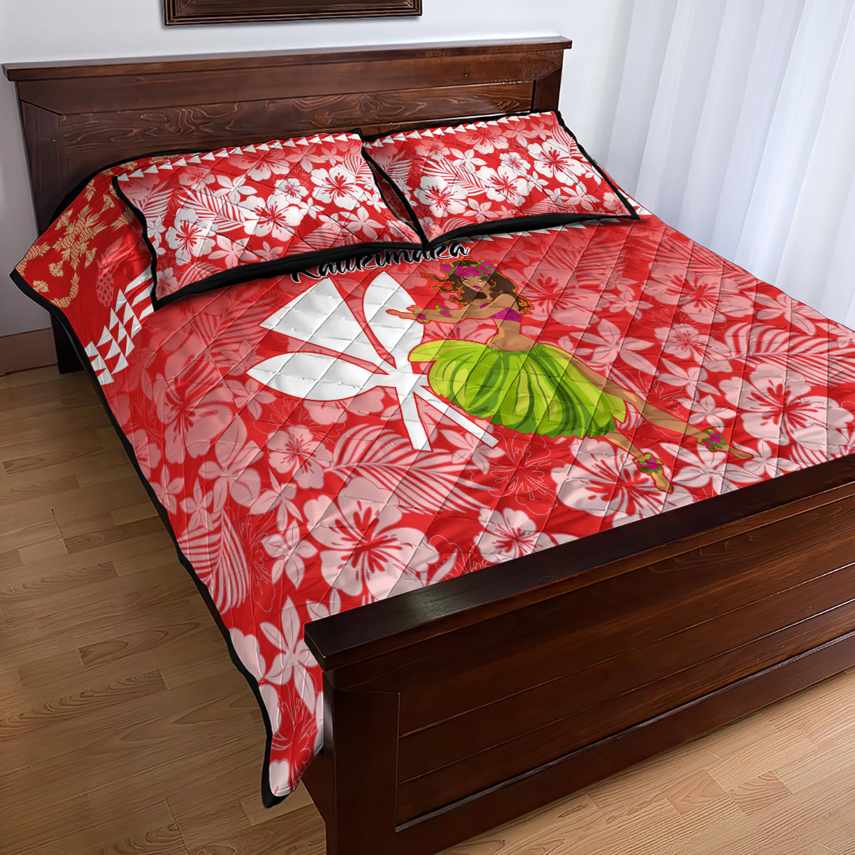 Hawaii Mele Kalikimaka Quilt Bed Set Santa Claus and Hula Dancing Merry Christmas - Wonder Print Shop
