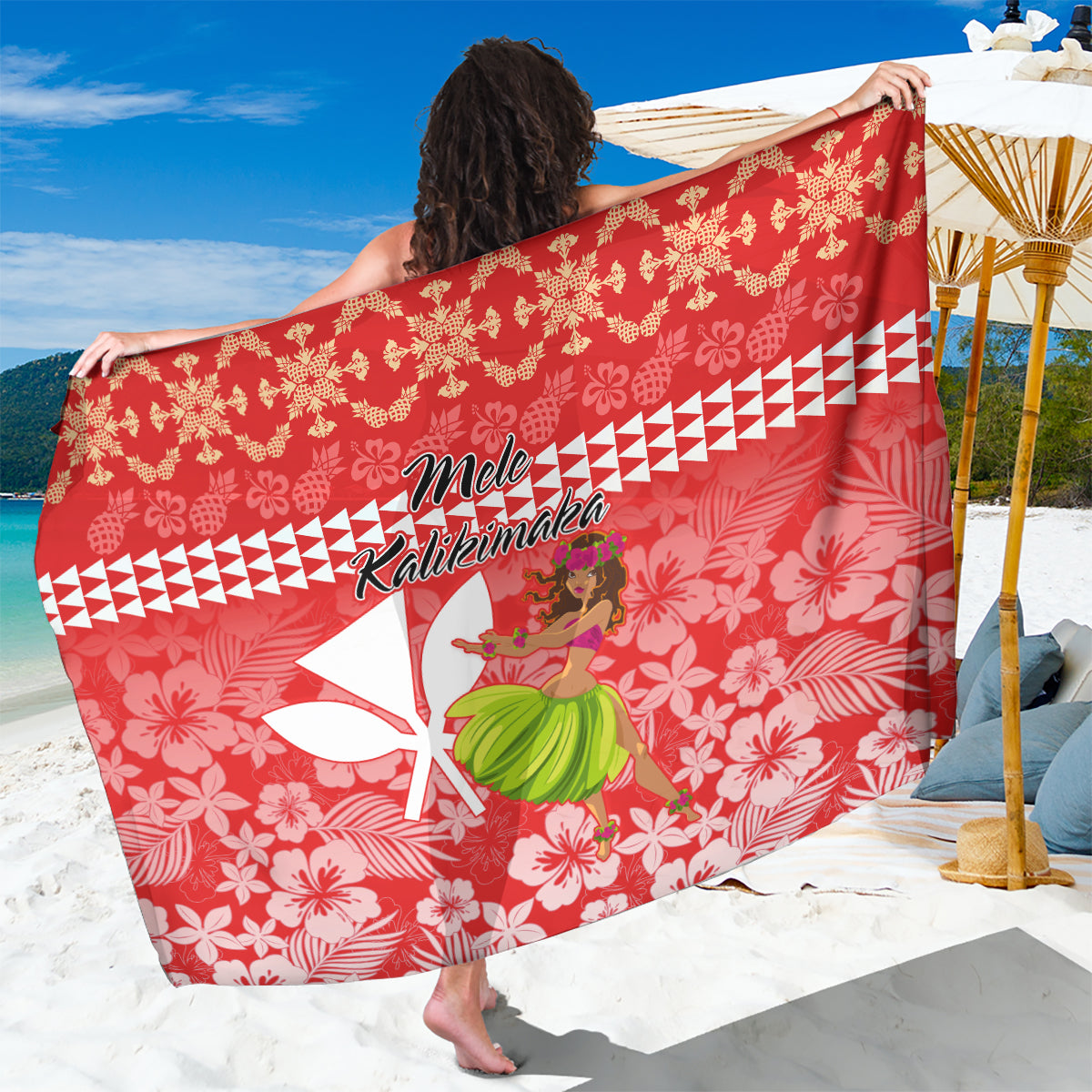 Hawaii Mele Kalikimaka Sarong Santa Claus and Hula Dancing Merry Christmas - Wonder Print Shop