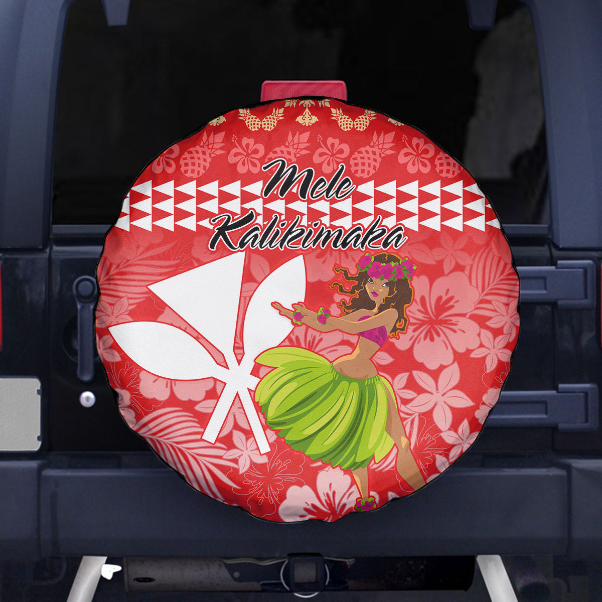 Hawaii Mele Kalikimaka Spare Tire Cover Santa Claus and Hula Dancing Merry Christmas - Wonder Print Shop
