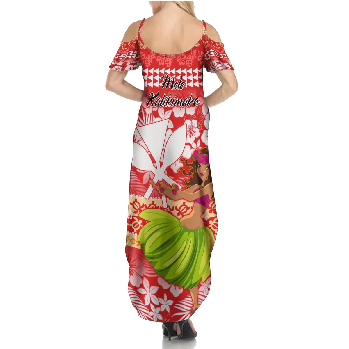 Hawaii Mele Kalikimaka Summer Maxi Dress Santa Claus and Hula Dancing Merry Christmas - Wonder Print Shop