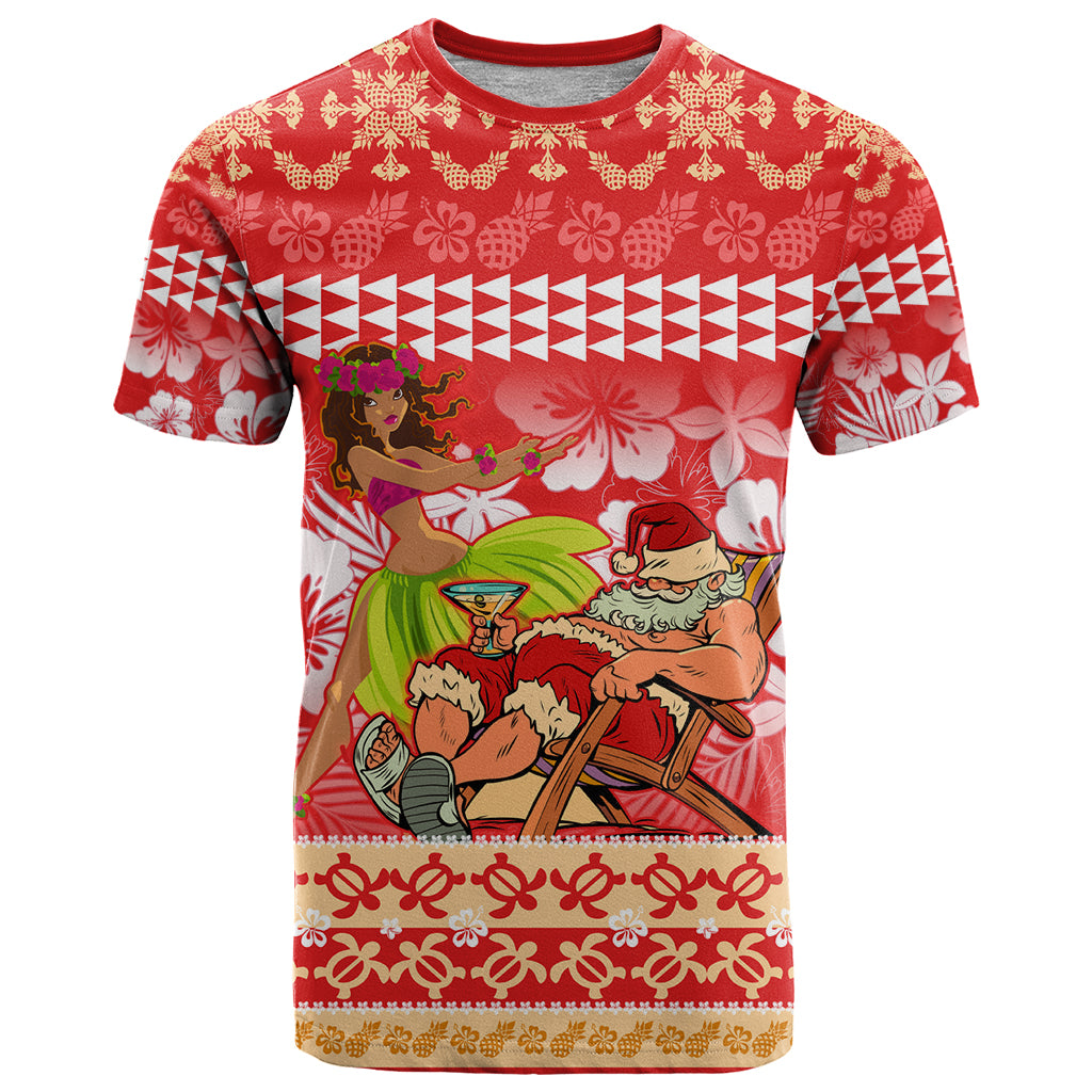 Hawaii Mele Kalikimaka T Shirt Santa Claus and Hula Dancing Merry Christmas - Wonder Print Shop