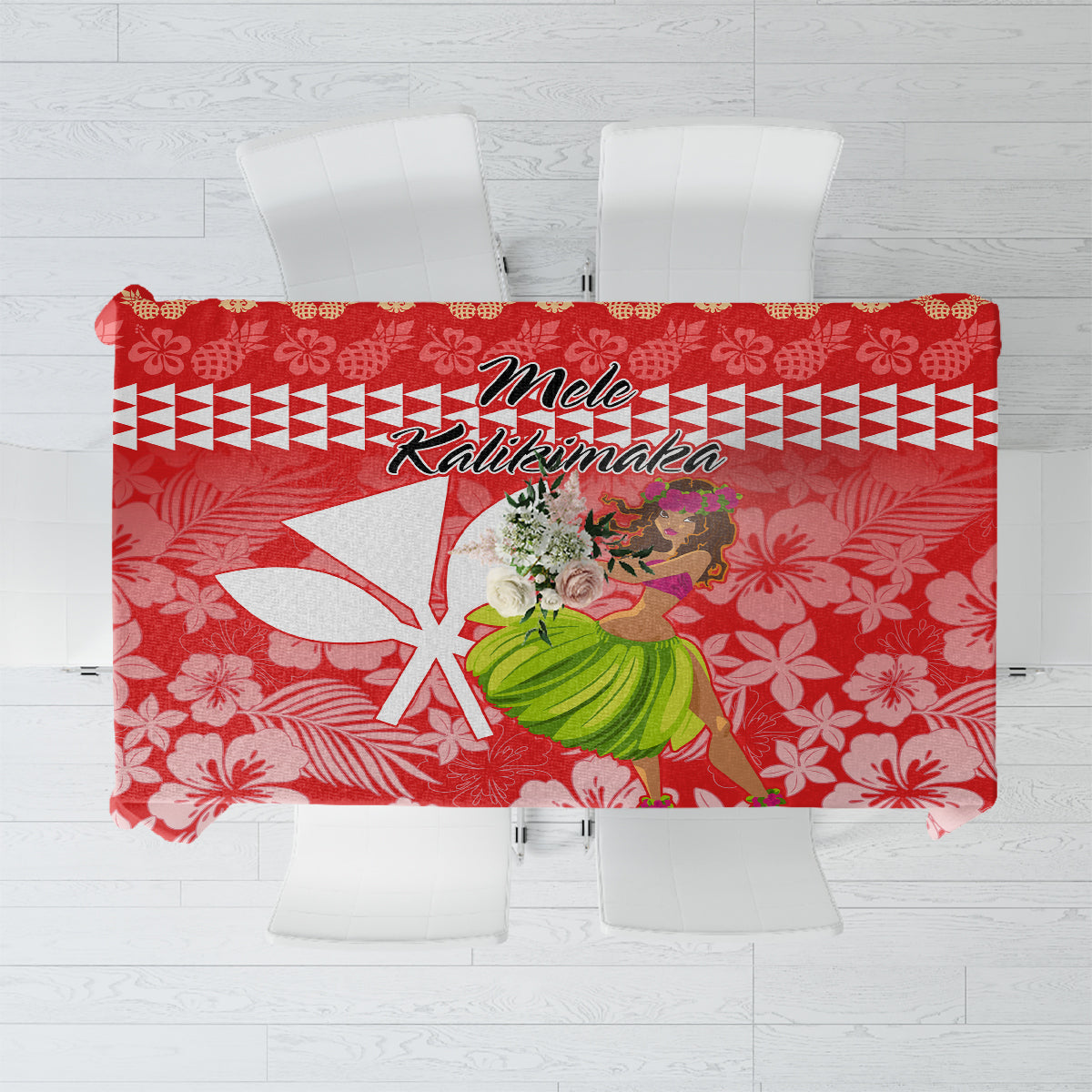 Hawaii Mele Kalikimaka Tablecloth Santa Claus and Hula Dancing Merry Christmas - Wonder Print Shop