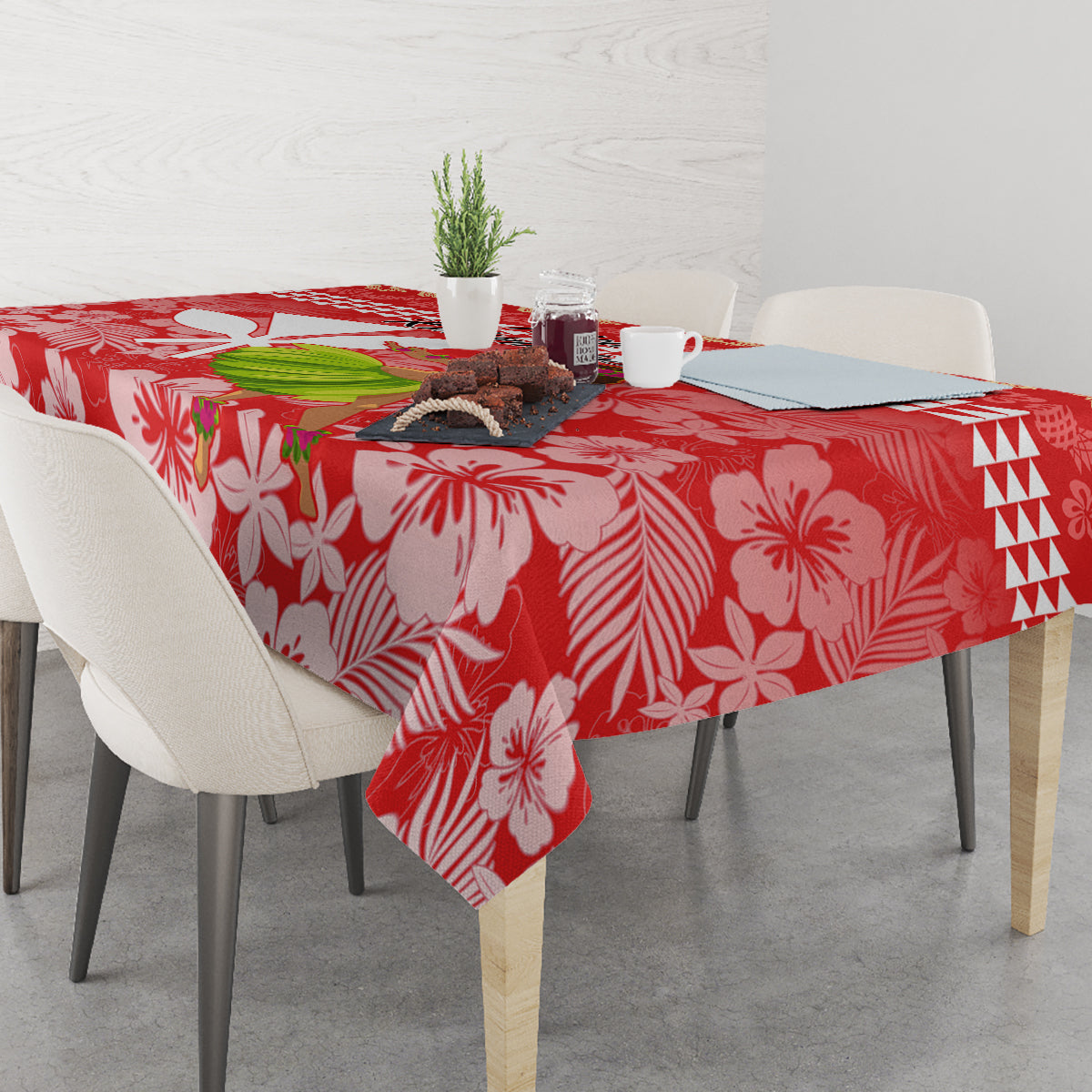 Hawaii Mele Kalikimaka Tablecloth Santa Claus and Hula Dancing Merry Christmas - Wonder Print Shop