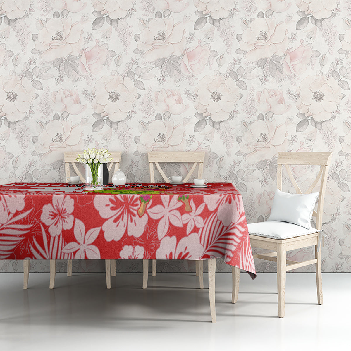 Hawaii Mele Kalikimaka Tablecloth Santa Claus and Hula Dancing Merry Christmas - Wonder Print Shop