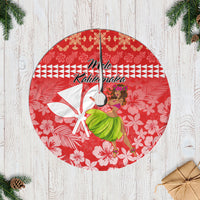 Hawaii Mele Kalikimaka Tree Skirt Santa Claus and Hula Dancing Merry Christmas - Wonder Print Shop