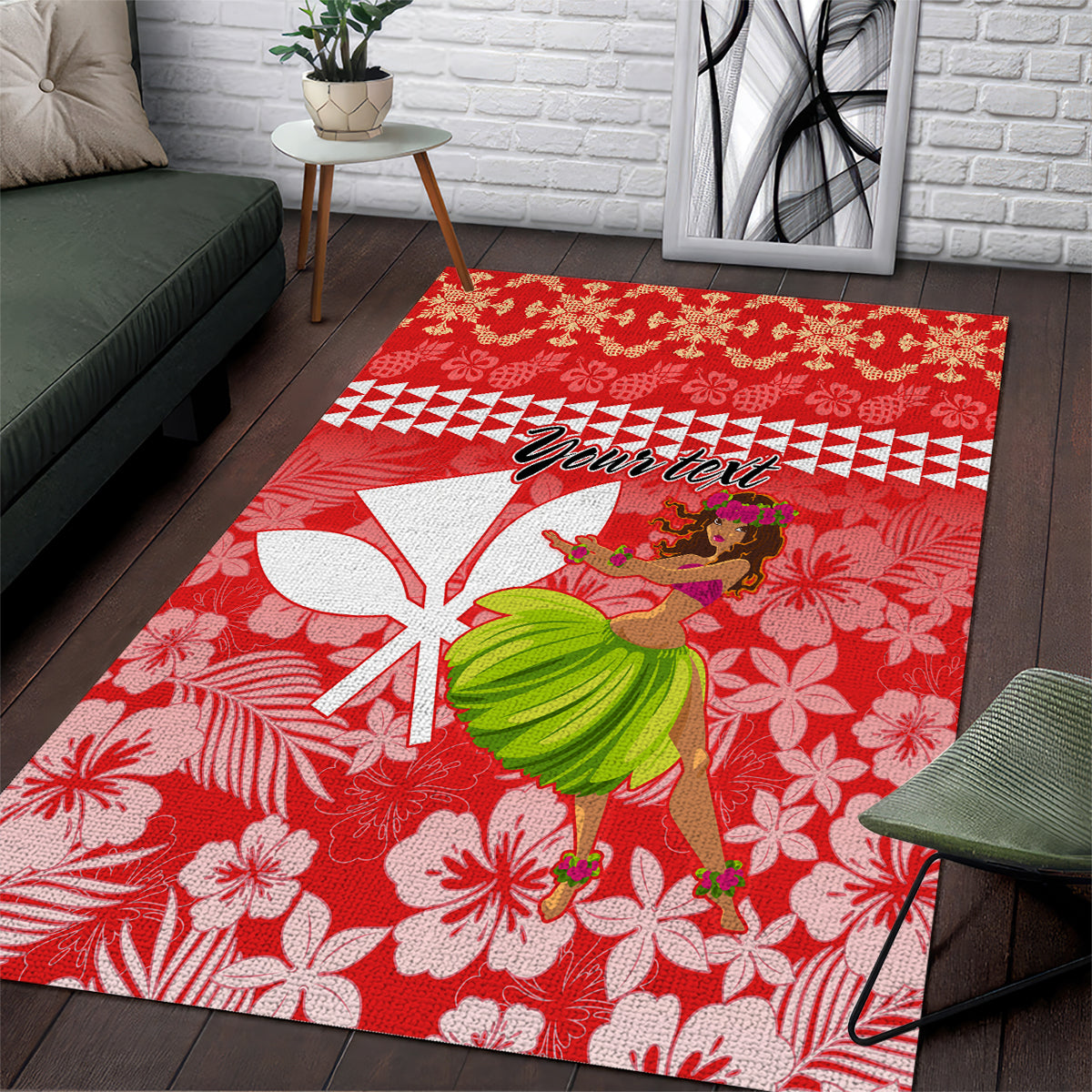 Personalised Hawaii Mele Kalikimaka Area Rug Santa Claus and Hula Dancing Merry Christmas LT9 - Wonder Print Shop