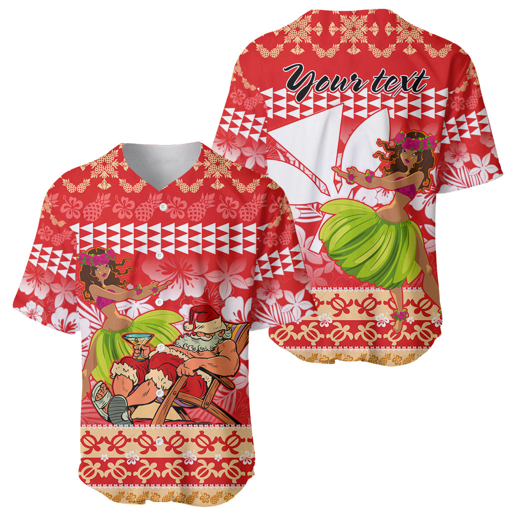 Personalised Hawaii Mele Kalikimaka Baseball Jersey Santa Claus and Hula Dancing Merry Christmas LT9 - Wonder Print Shop
