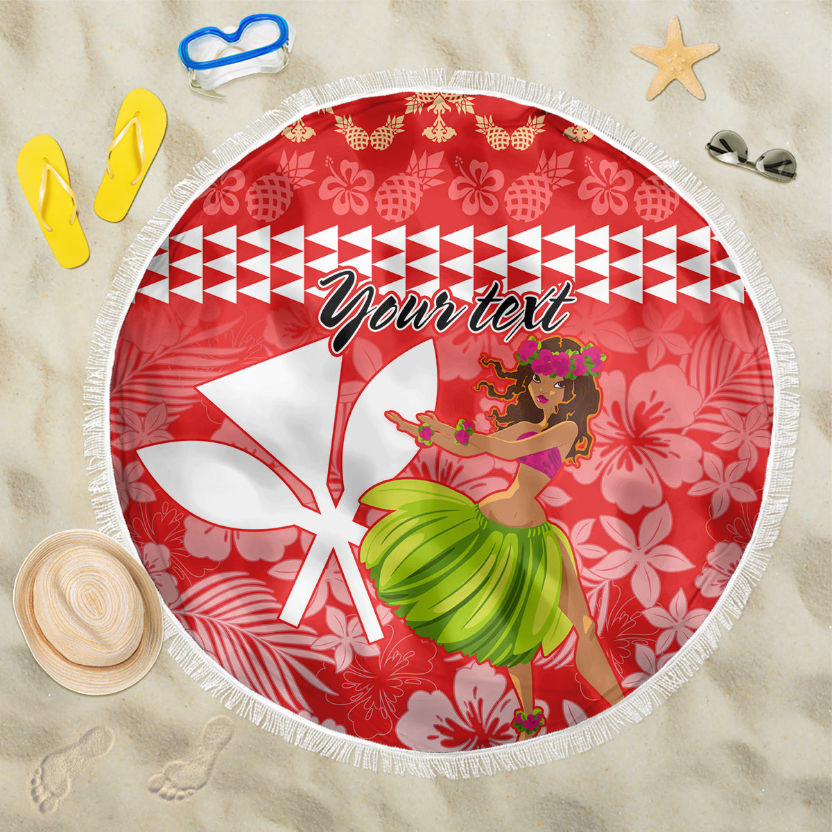 Personalised Hawaii Mele Kalikimaka Beach Blanket Santa Claus and Hula Dancing Merry Christmas LT9 - Wonder Print Shop