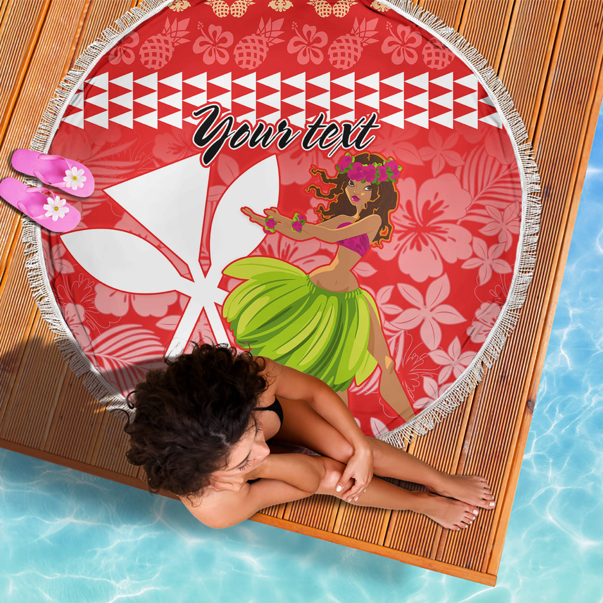 Personalised Hawaii Mele Kalikimaka Beach Blanket Santa Claus and Hula Dancing Merry Christmas LT9 - Wonder Print Shop