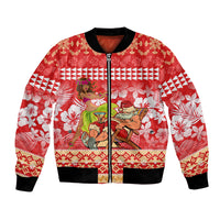 Personalised Hawaii Mele Kalikimaka Bomber Jacket Santa Claus and Hula Dancing Merry Christmas LT9 - Wonder Print Shop